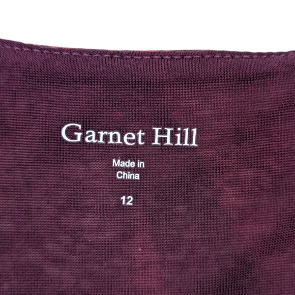 Garnet Hill Stretch Knit Dress V Neck Womens 12 Burgundy Purple Short Sleeve - Picture 11 of 13